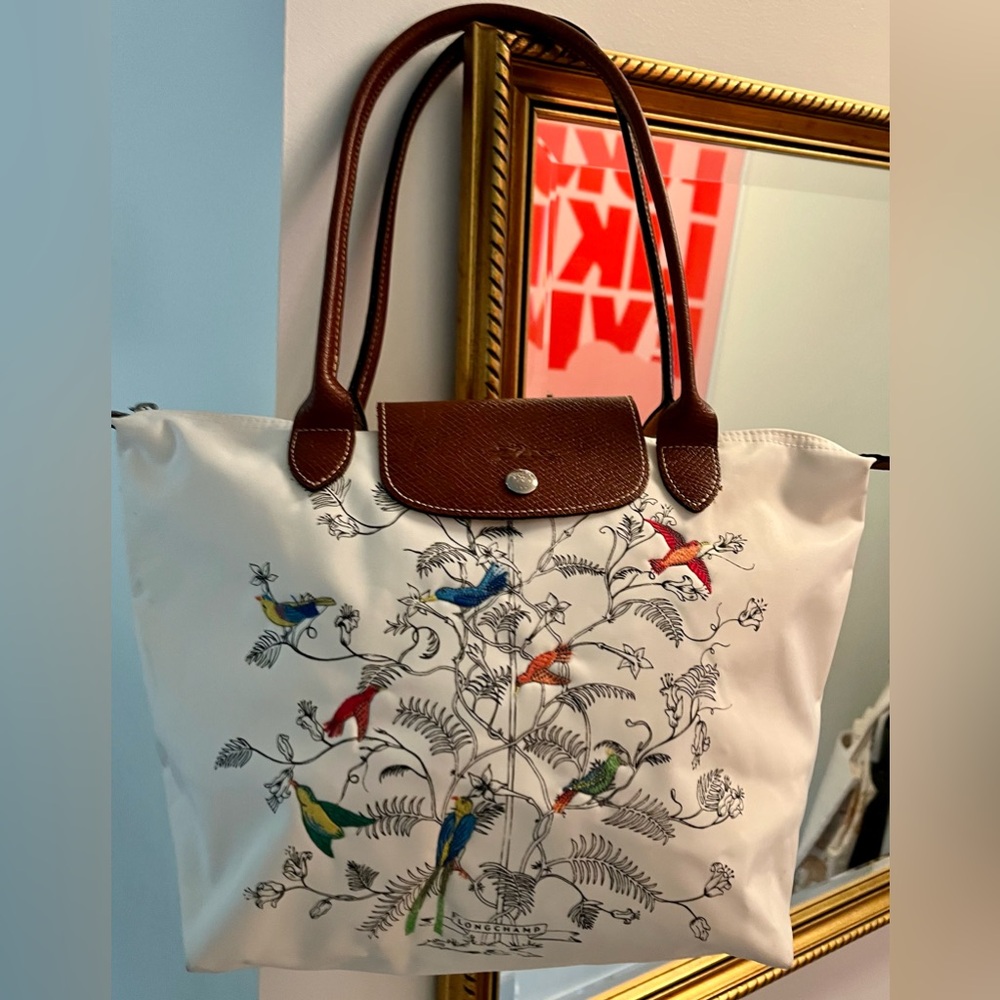 Longchamp Le Pliage Limited Edition Tree of Life Long Handle Tote
